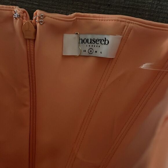 HOUSE OF CB 'Alora' Tangerine Strapless Corset Midi Dress orange NWOT size S - Picture 8 of 9